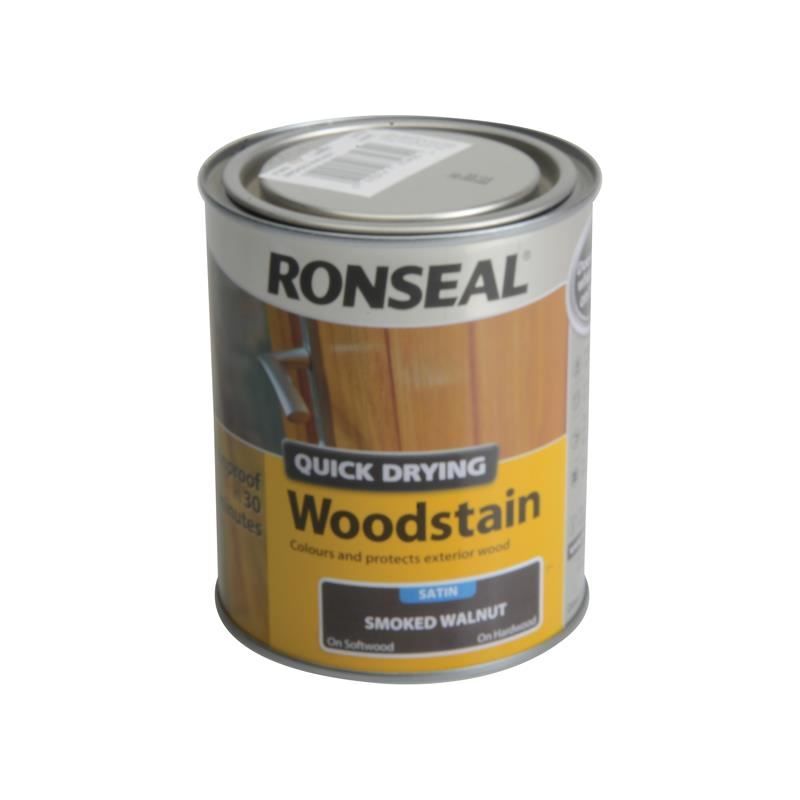 Ronseal Quick Drying Woodstain Satin Smoked Walnut 750ml Ronseal - Dynamic Drive