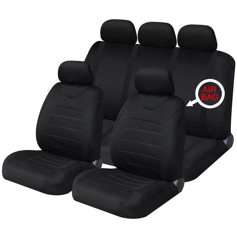Sakura Car Seat & Headrest Covers Carnaby Black Universal Size Elasticated Hems Sakura  - Dynamic Drive