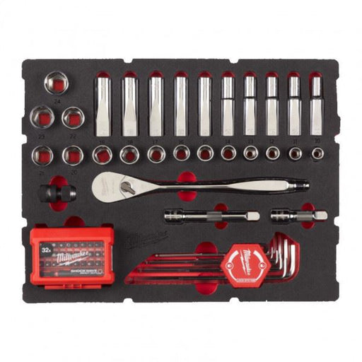 Milwaukee 1/2 Dr Ratchet, Socket And Hex Key Set Packout Foam Insert 70 Pc Milwaukee - Dynamic Drive