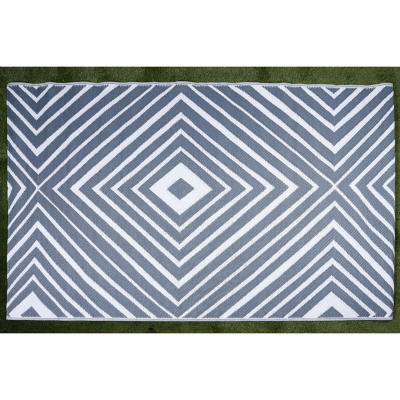 Outdoor Garden Rug Portable Reversible Mat for Decking Patio Prisma Grey/White 150 X 250 cm Plastic Straw ukcampingandleisure  - Dynamic Drive