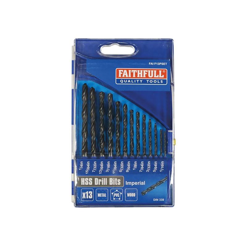 Faithfull HSS Drill Bit Set of 13 1/16-1/4 x 1/64 Faithfull - Dynamic Drive