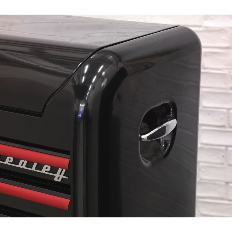 Sealey Topchest 4 Drawer Wide Retro Style Black with Red Anodised Drawer Pulls Sealey - Dynamic Drive