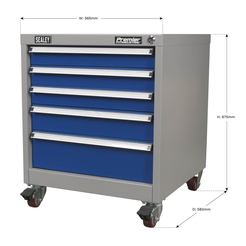 Sealey Mobile Industrial Cabinet 5 Drawer API5657B Sealey - Dynamic Drive