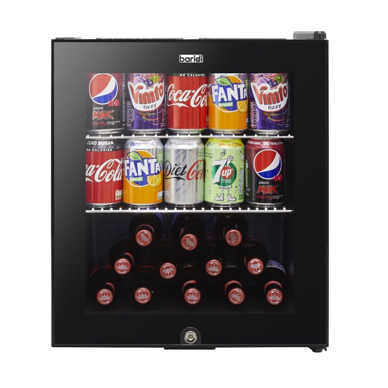 Baridi 50L Table Top Beer & Drinks Mini Fridge 3-10C Light Black & Glass Baridi  - Dynamic Drive