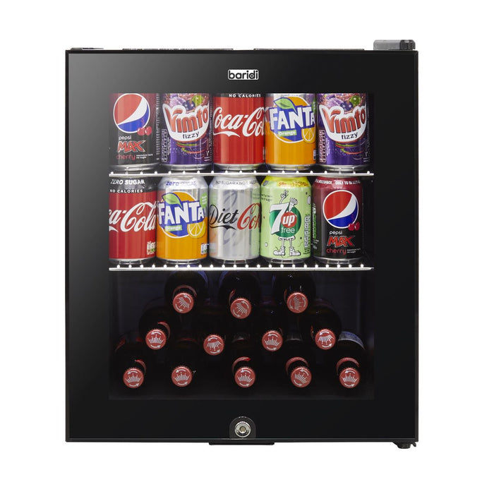 Baridi 50L Table Top Beer & Drinks Mini Fridge 3-10C Light Black & Glass Baridi  - Dynamic Drive