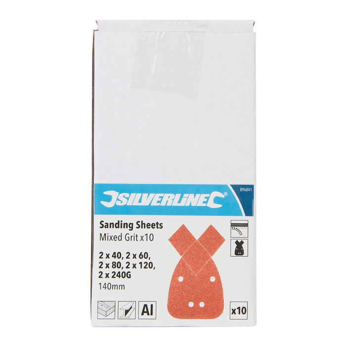 Silverline Hook & Loop Detail Sander Sheets & Tips 140mm 10pk 896841 Silverline  - Dynamic Drive