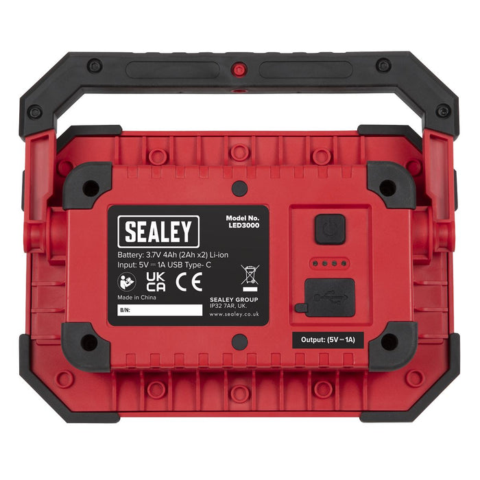 Sealey Rechargeable Portable Floodlight & Power Bank 30W COB LED LED3000 Sealey - Dynamic Drive