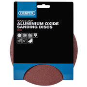 Draper Hook and Loop Aluminium Oxide Sanding Discs, 180mm, 80 Grit (Pack of 5) Draper - Dynamic Drive