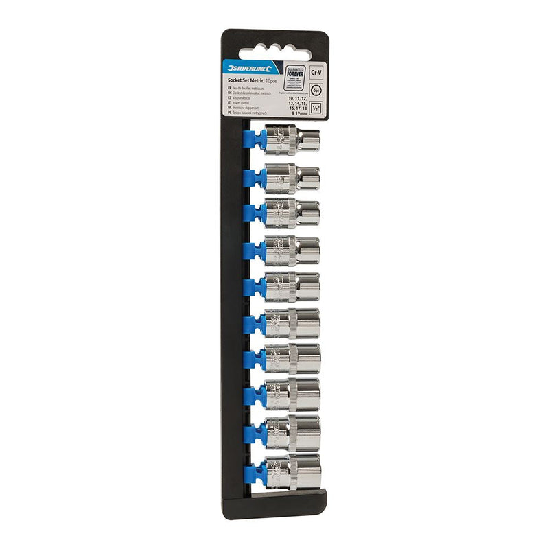 Silverline Socket Set 1/2" Drive 6pt Metric 10pce 10 - 19mm Silverline - Dynamic Drive