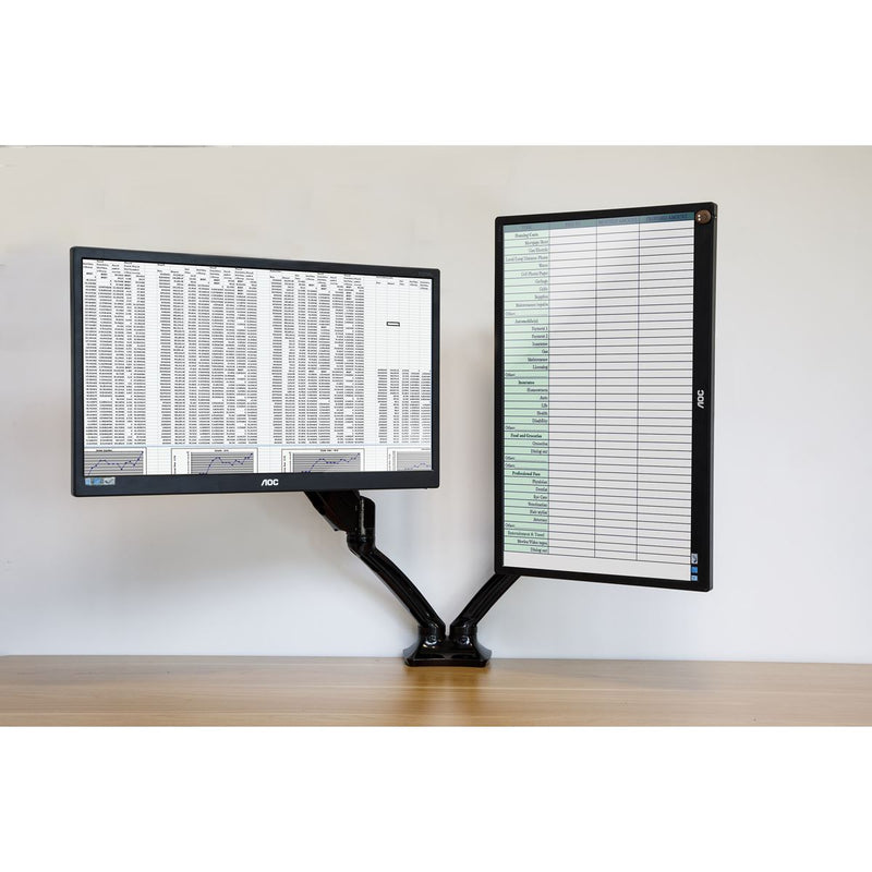 Dellonda Adjustbale Double Monitor Arm with 360 Rotation - Black DH25 Dellonda - Dynamic Drive