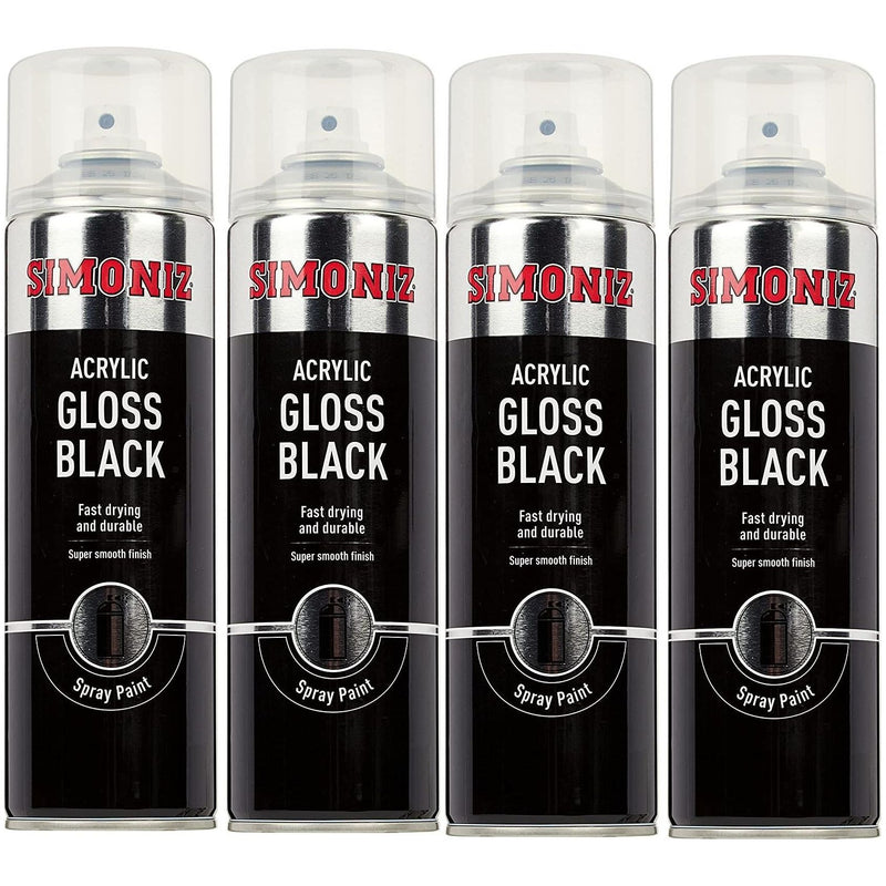 4x Simoniz Large Gloss Black Acrylic Aerosol Auto Car Spray Paint 500ml SIMP15D Simoniz - Dynamic Drive