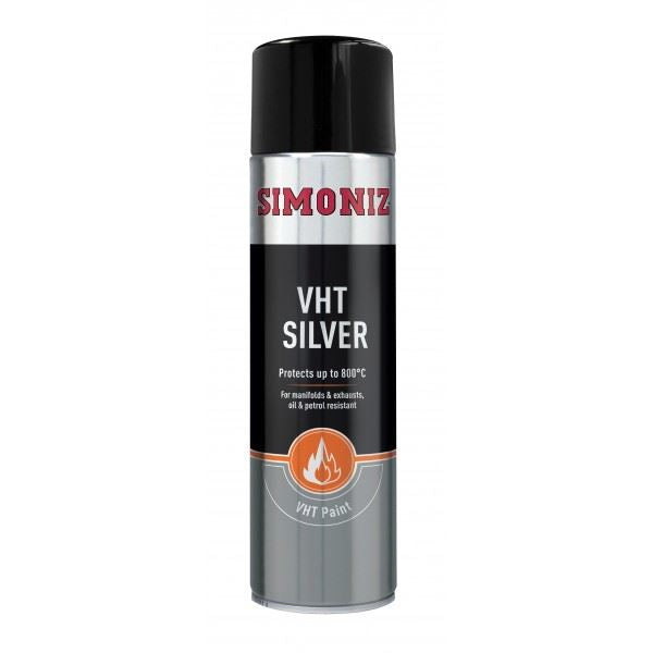 Simoniz VHT Silver Paint Very High Temperature Car Spray Aerosol 500ml Simoniz - Dynamic Drive