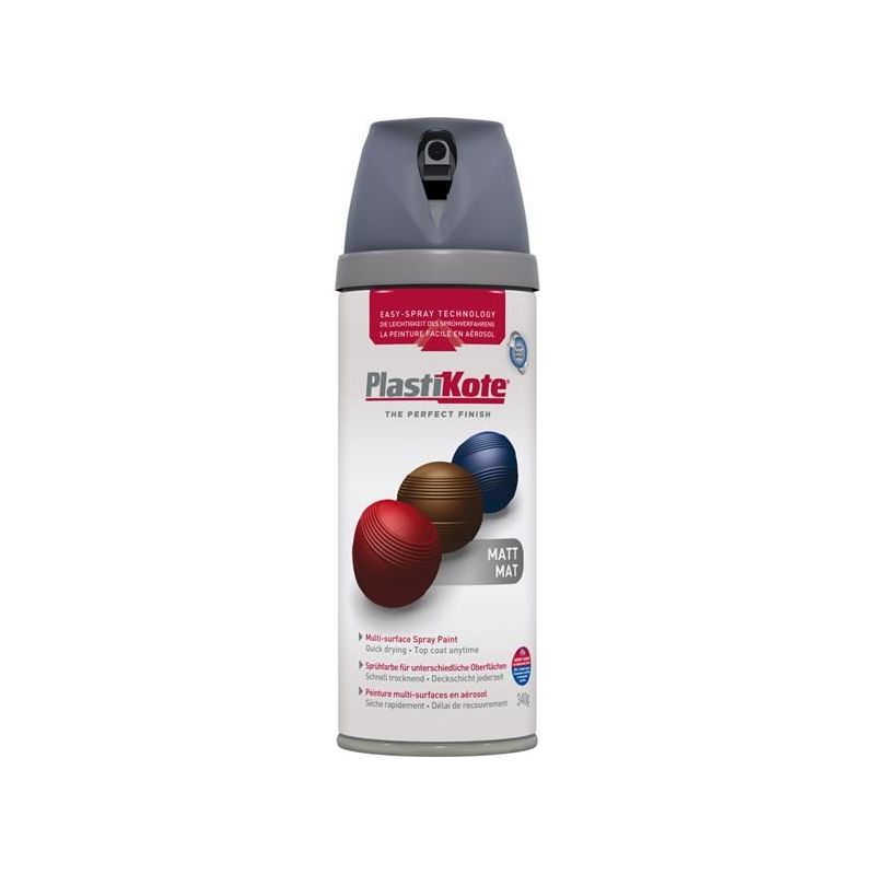 Plastikote Twist & Spray Matt Grey 400ml PlastiKote - Dynamic Drive