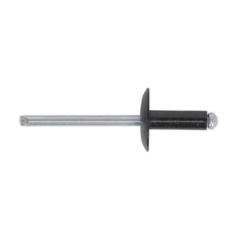 Sealey Aluminium Rivet Black Large Flange 4.8 x 18mm Pack of 200 RAB4818L Sealey - Dynamic Drive