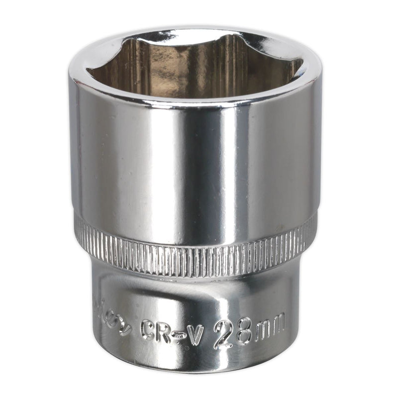 Sealey WallDrive Socket 28mm 1/2"Sq Drive Fully Polished SP1228 Sealey - Dynamic Drive