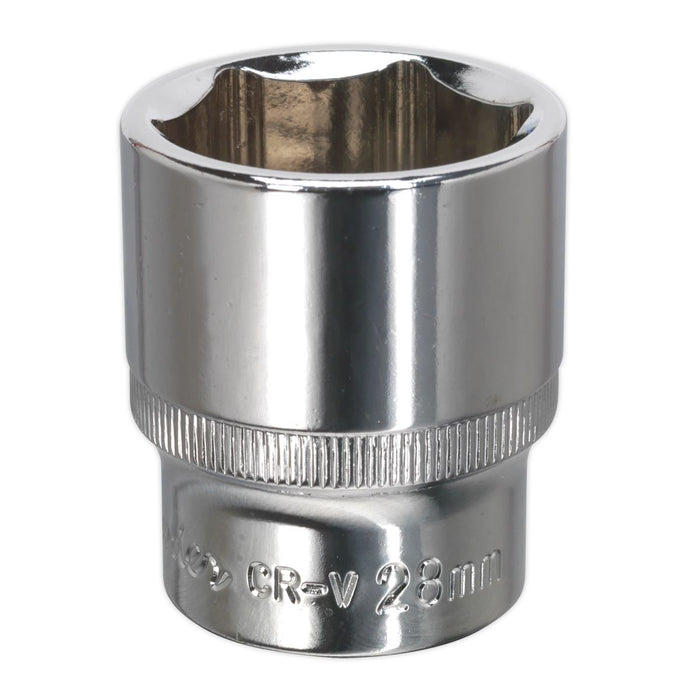 Sealey WallDrive Socket 28mm 1/2"Sq Drive Fully Polished SP1228 Sealey - Dynamic Drive