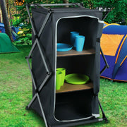 Camping Storage Cupboard Cabinet Folding Canvas Clothes Wardrobe 2 Shelves Camp Active  - Dynamic Drive