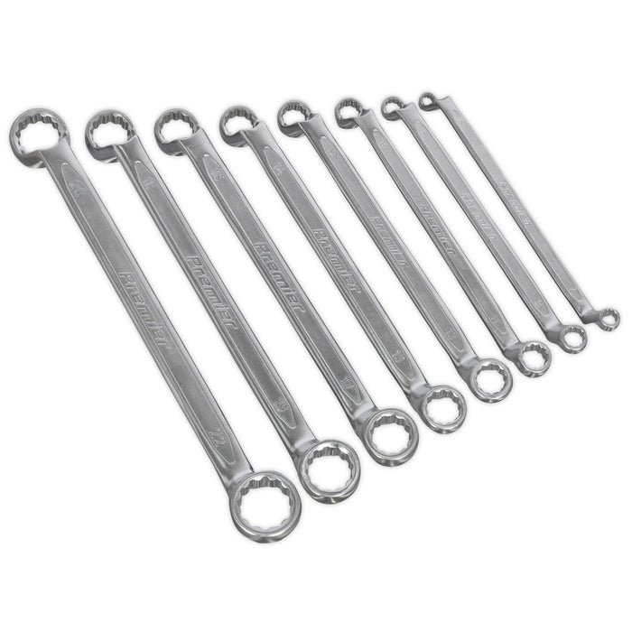 Sealey Premier 8pc Cold Stamped Offset Double End Ring Spanner Set Metric 6-22mm Sealey  - Dynamic Drive