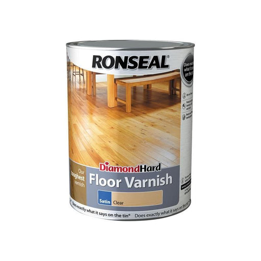 Ronseal Diamond Hard Floor Varnish Satin 5 litre Ronseal - Dynamic Drive