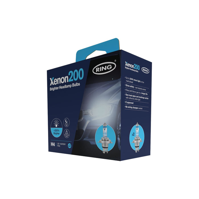 Ring Xenon 200 H4 Head Light Bulbs | Performance +200% Brighter - Pair Ring Automotive  - Dynamic Drive