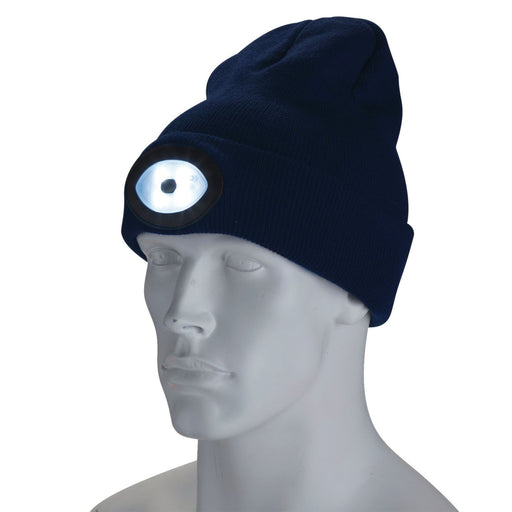 Draper Beanie Hat with Rechargeable Torch, One Size, 1W, 100 Lumens, Navy Blue Draper - Dynamic Drive