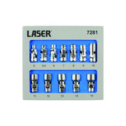 Laser Universal Joint Socket Set 1/4"D 12pc 7281 Laser - Dynamic Drive