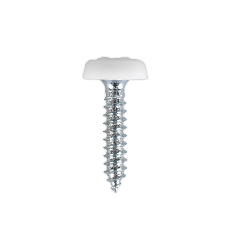 Sealey Number Plate Screw Plastic Head 4.8 x 24mm White Pack of 50 PTNP5 Sealey  - Dynamic Drive