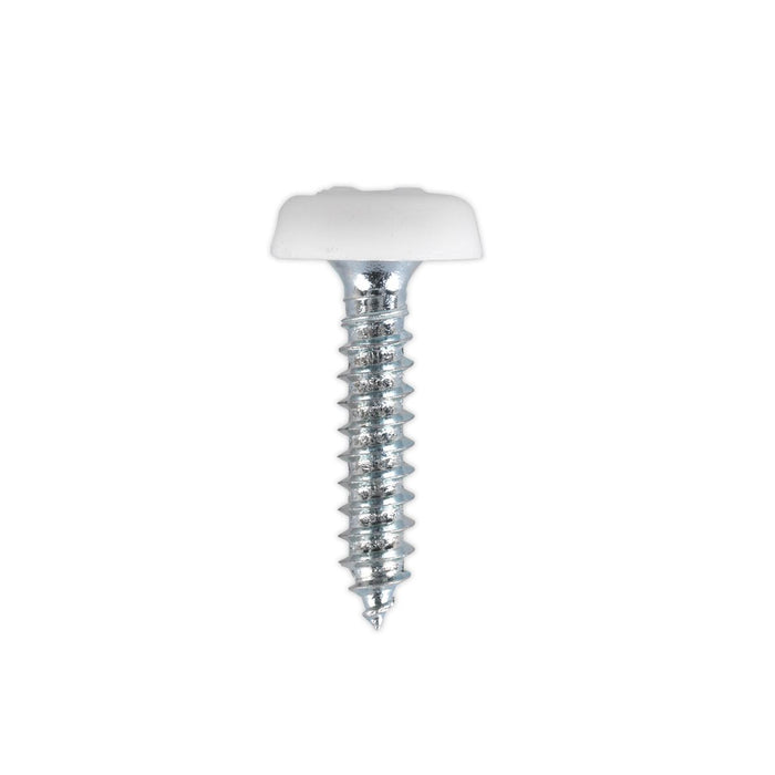 Sealey Number Plate Screw Plastic Head 4.8 x 24mm White Pack of 50 PTNP5 Sealey  - Dynamic Drive