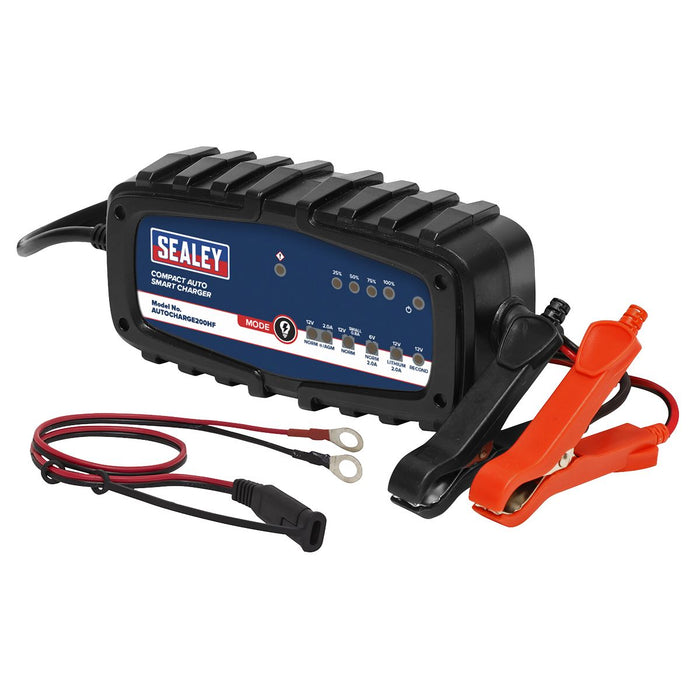Sealey Compact Auto Smart Charger 2A 6/12V AUTOCHARGE200HF Sealey  - Dynamic Drive