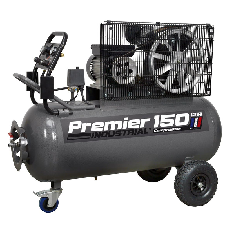 Sealey Air Compressor 150L Belt Drive 3hp with Front Control Panel SAC3153B Sealey - Dynamic Drive