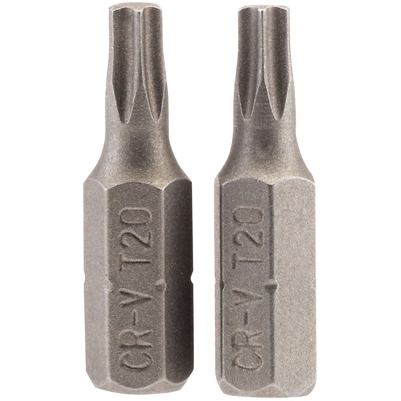 Draper TX-STAR Insert Bit, 1/4" Hex, 25mm Long, T20 (Pack of 2) Draper - Dynamic Drive