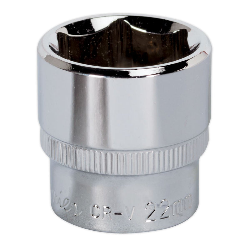 Sealey WallDrive Socket 22mm 3/8"Sq Drive Fully Polished SP3822 Sealey - Dynamic Drive