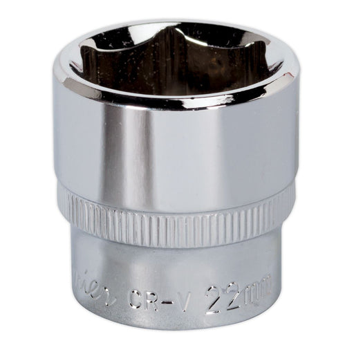 Sealey WallDrive Socket 22mm 3/8"Sq Drive Fully Polished SP3822 Sealey - Dynamic Drive