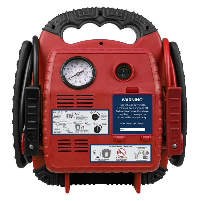 Sealey RoadStart Emergency Jump Start + Compressor 12V 750 Peak Amp RS132 Sealey  - Dynamic Drive