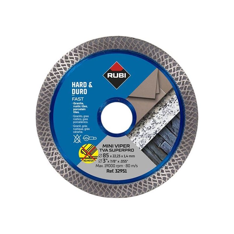 Rubi Tiling Tools TVA 85 SUPERPRO Mini Turbo Viper Diamond Blade 85mm RUBI TILING TOOLS - Dynamic Drive