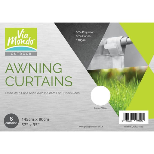 Via Mondo Awning Curtains 145 X 90Cm (8) White QQ123456B Via Mondo - Dynamic Drive