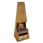 Dellonda Outdoor Chiminea Fireplace Heater Firewood Storage - Corten Steel Dellonda  - Dynamic Drive
