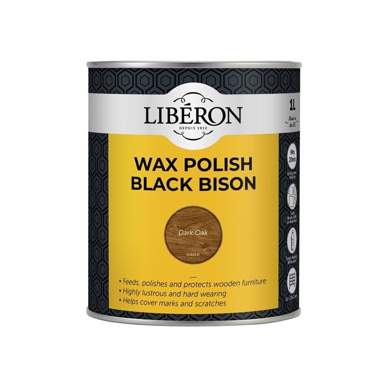 Liberon Black Bison Wax Paste Dark Oak 1kg Liberon - Dynamic Drive
