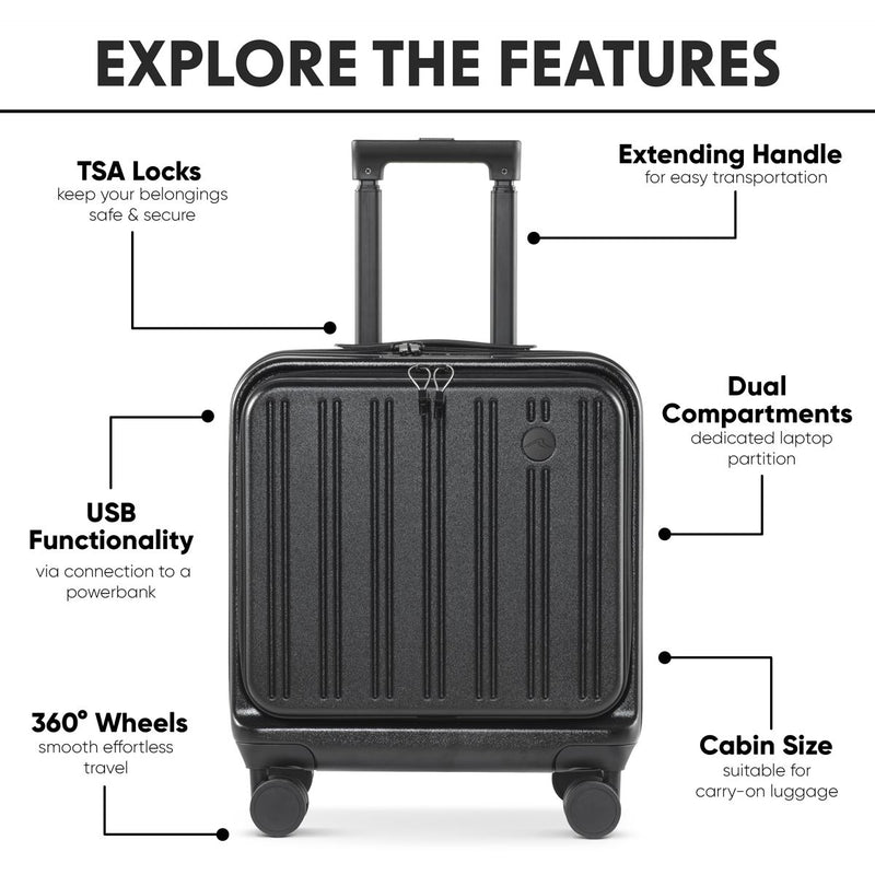 Dellonda Cabin Size Luggage with Laptop Compartments & Dual TSA Lock 18" Dellonda - Dynamic Drive