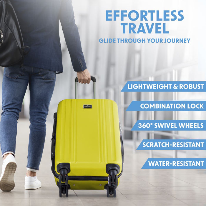 Dellonda 3-Piece Lightweight ABS Luggage Set with TSA Lock - Yellow Dellonda  - Dynamic Drive
