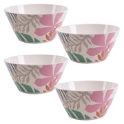 4 x Reusable Plastic Melamine Jungle Flowers Breakfast Salad Bowls for Camping Picnic Summit - Dynamic Drive