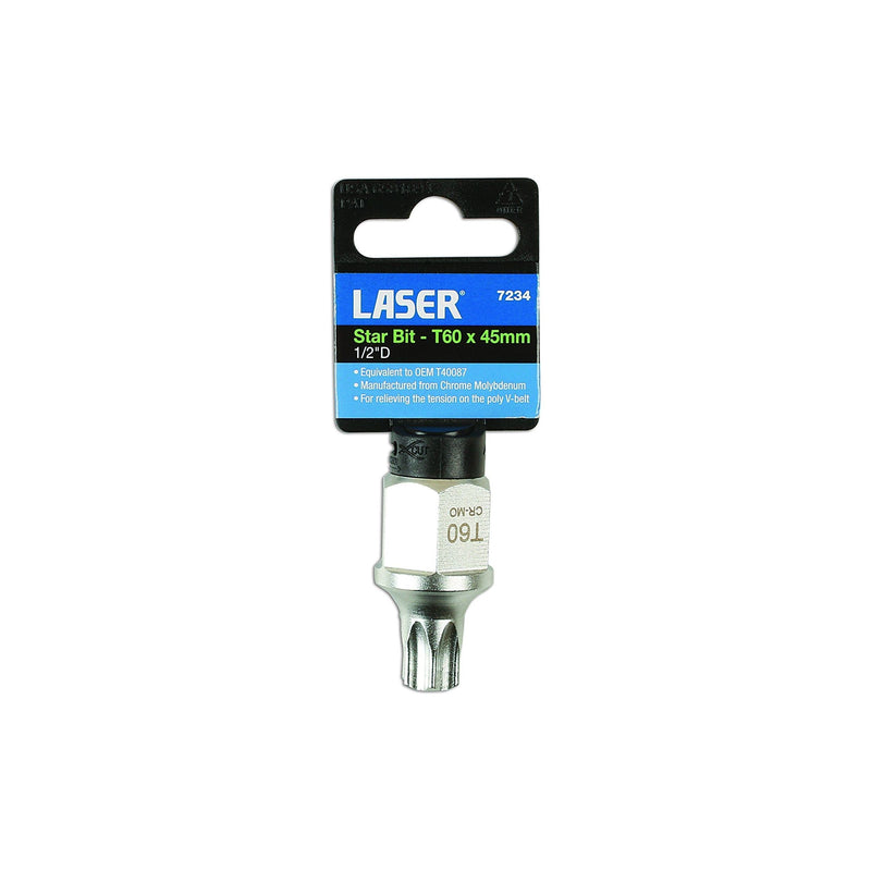 Laser Stubby Star Socket Bit 1/2"D T60 7234 Laser - Dynamic Drive