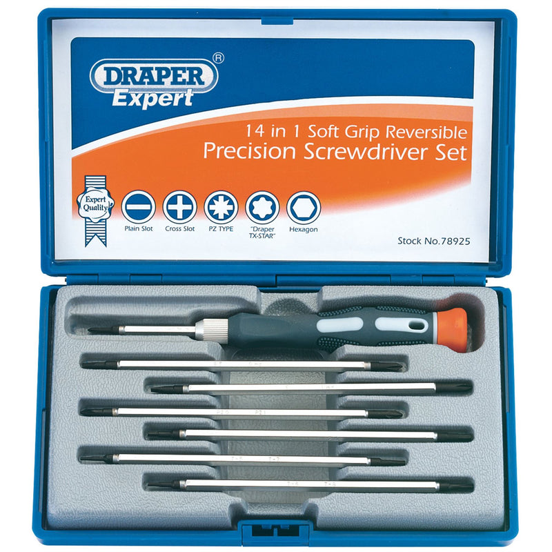 Draper Reversible Precision Screwdriver Set (8 Piece) 78925 Draper - Dynamic Drive