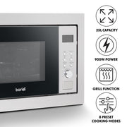 Baridi Integrated Microwave Oven with Grill 25L Capacity 900W - Stainless Steel Baridi - Dynamic Drive