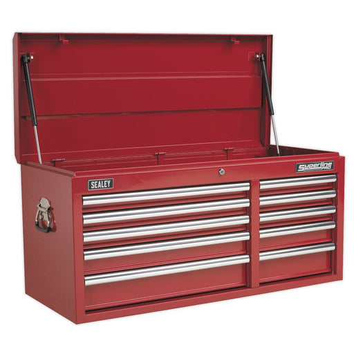 Sealey Topchest 10 Drawer with Ball-Bearing Slides Heavy-Duty Red AP41110 Sealey - Dynamic Drive