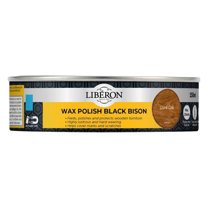 Liberon Black Bison Wax Paste Dark Oak 150ml Liberon - Dynamic Drive