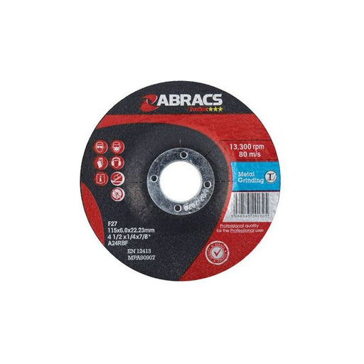 Connect Abracs Metal Grinding Discs 115mm x 6.0mm 10pc 32191 Tool Connection - Dynamic Drive