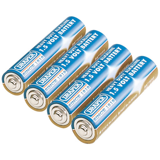 Draper Heavy Duty Alkaline Batteries AAA (Pack of 4) 61833 Draper - Dynamic Drive
