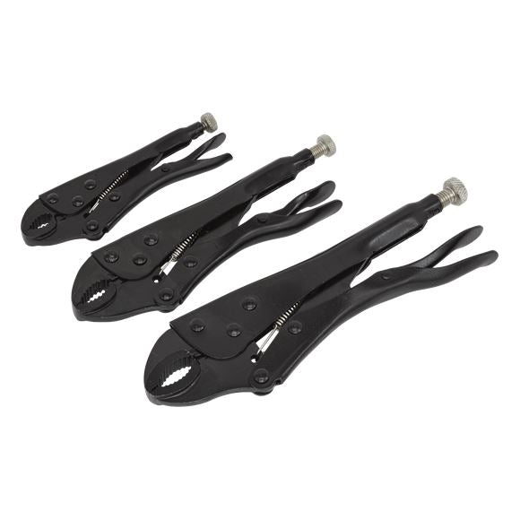 Sealey Locking Pliers Set 3pc Rust Resistant AK668 Sealey  - Dynamic Drive