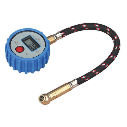 Sealey Tyre Pressure Gauge Digital with Leader Hose & Quick Release 0-100psi Sealey - Dynamic Drive